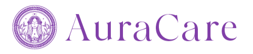 AuraCare logo with a purple color scheme on a white background